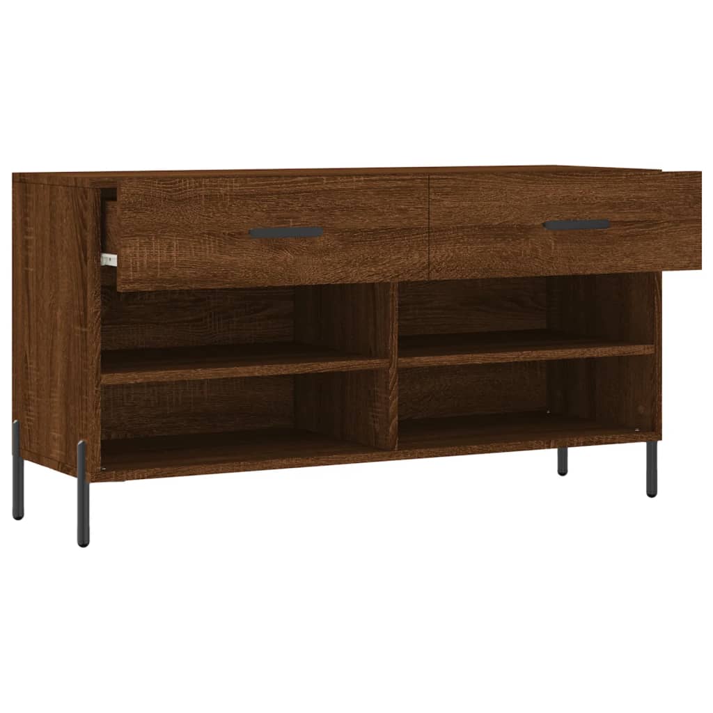 Panca Porta Scarpe Rovere Marrone 102x35x55cm Legno Multistrato - homemem39