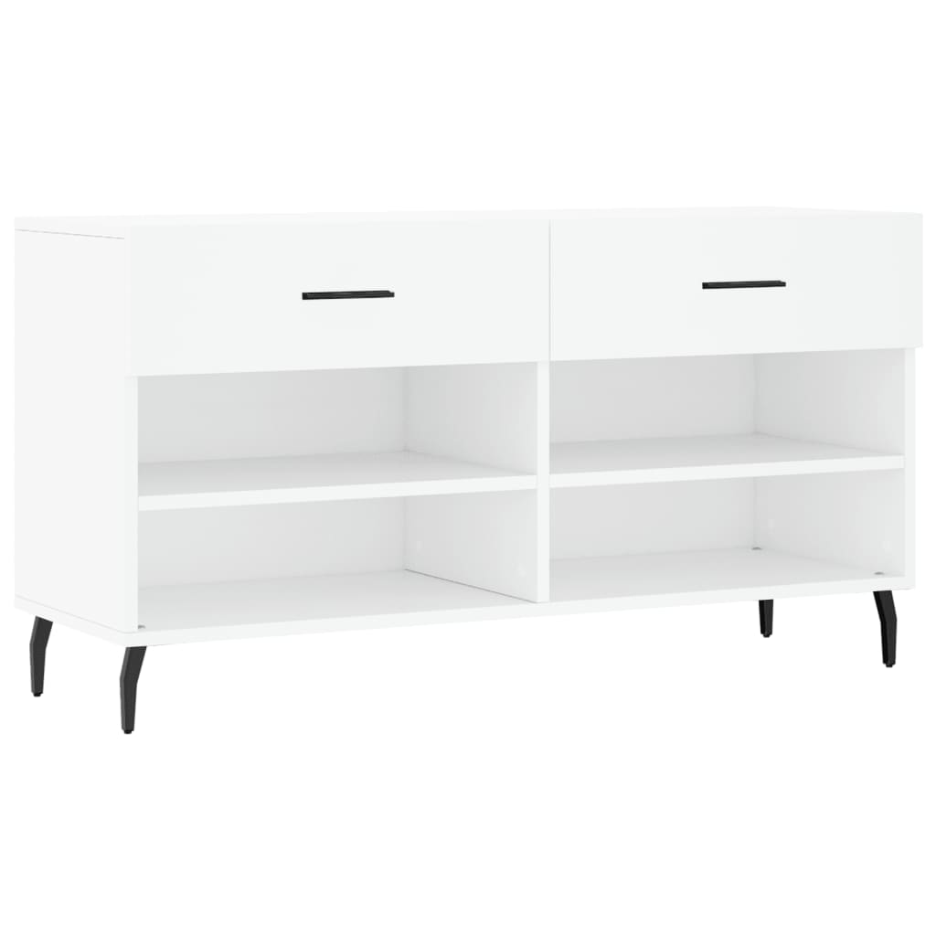 Panca Porta Scarpe Bianca 102x35x55 cm in Legno Multistrato - homemem39