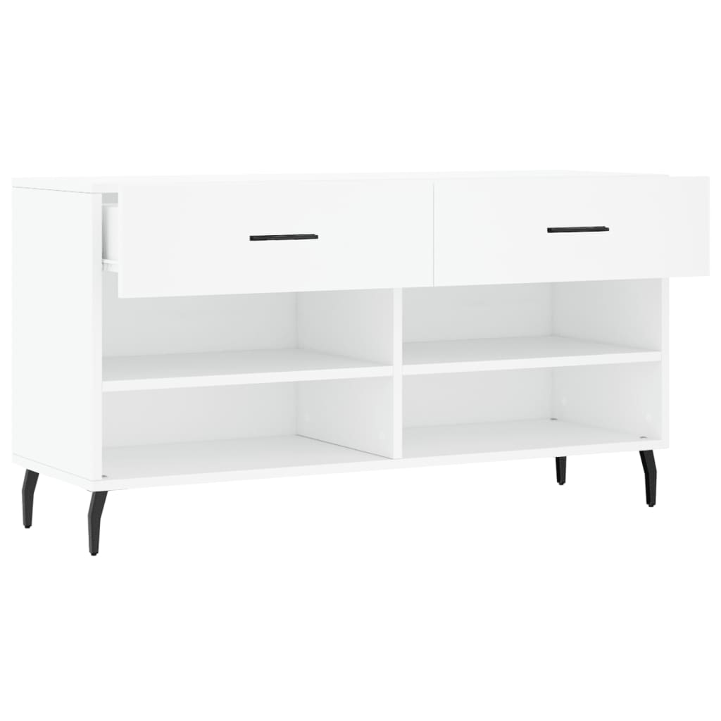 Panca Porta Scarpe Bianca 102x35x55 cm in Legno Multistrato - homemem39