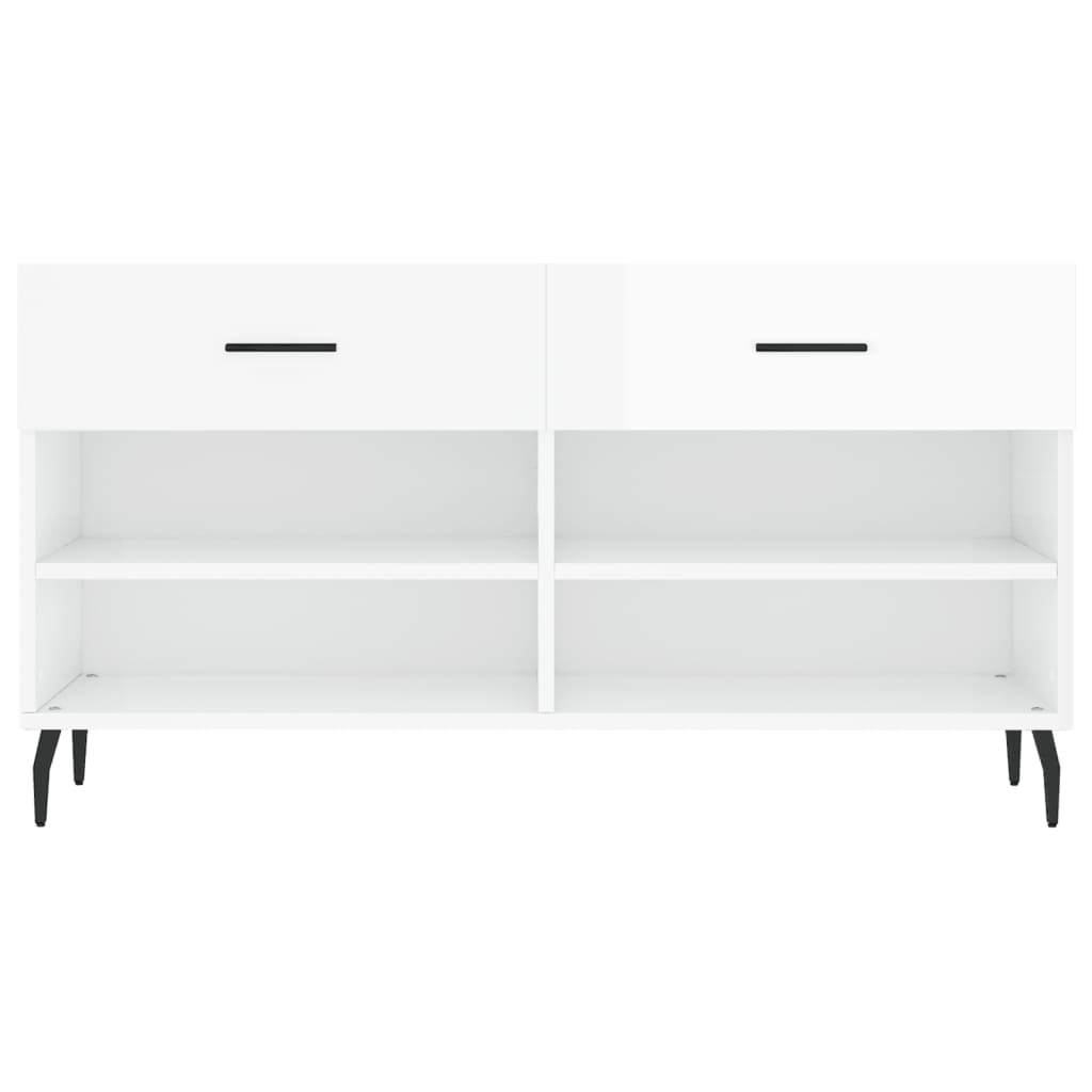 Panca Porta Scarpe Bianco Lucido 102x35x55 cm Legno Multistrato - homemem39