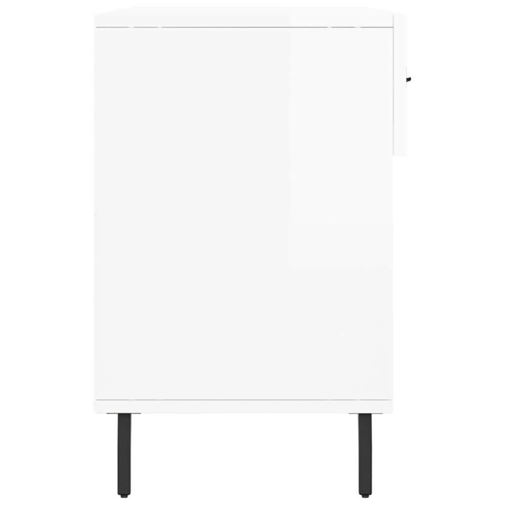 Panca Porta Scarpe Bianco Lucido 102x35x55 cm Legno Multistrato - homemem39