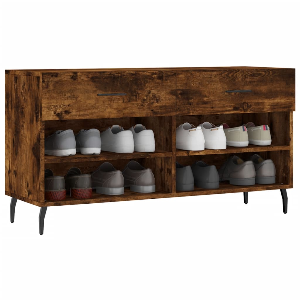 Panca Porta Scarpe Rovere Fumo 102x35x55 cm Legno Multistrato - homemem39