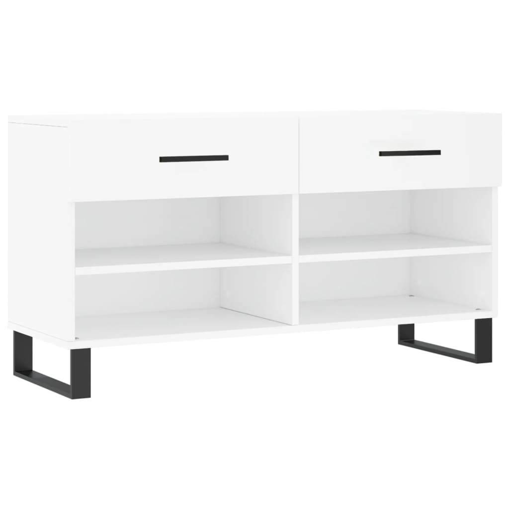 Panca Porta Scarpe Bianca 102x35x55 cm in Legno Multistrato - homemem39