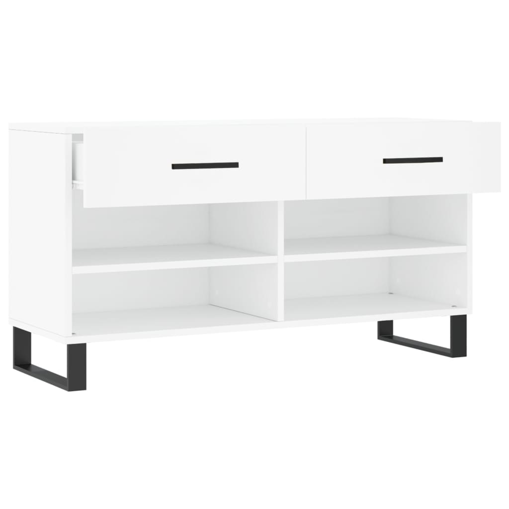 Panca Porta Scarpe Bianca 102x35x55 cm in Legno Multistrato - homemem39