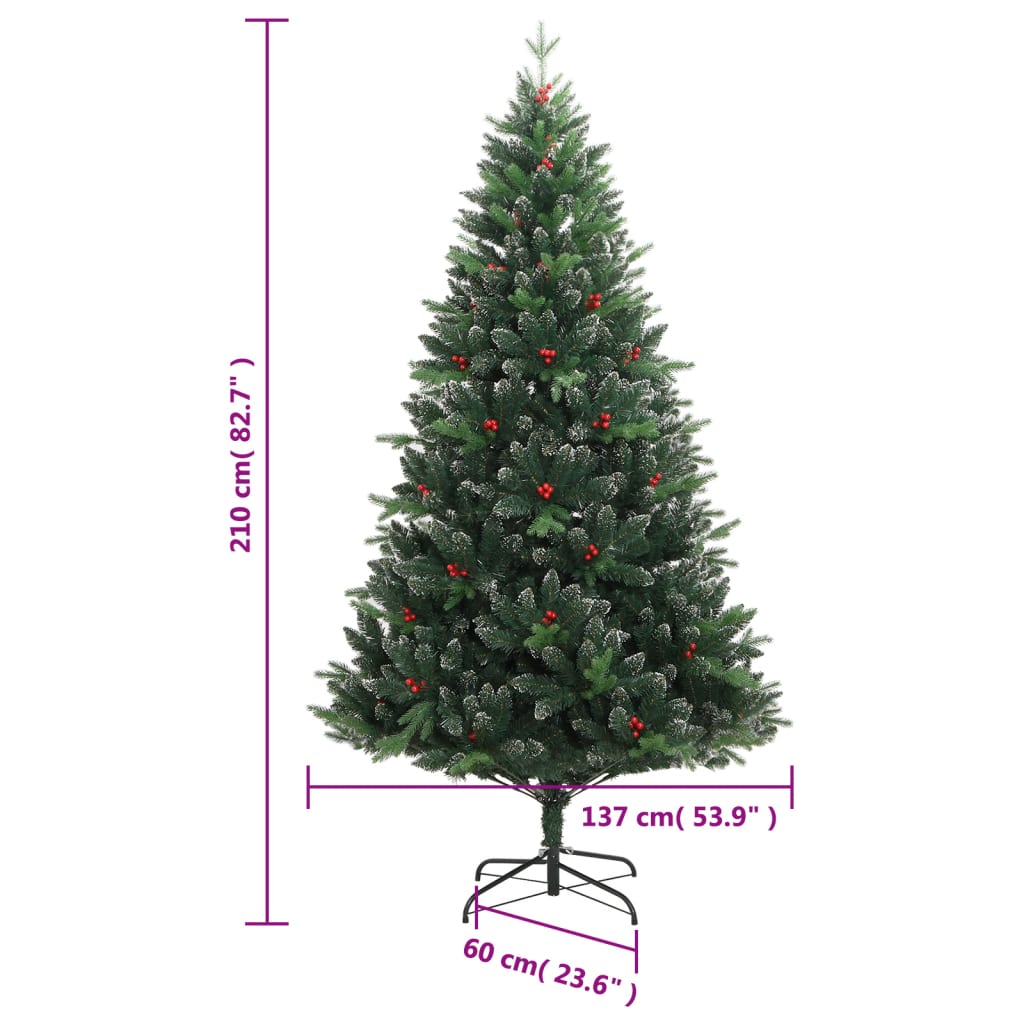 Albero Natale Artificiale Incernierato con Bacche Rosse 210 cm | homemem39