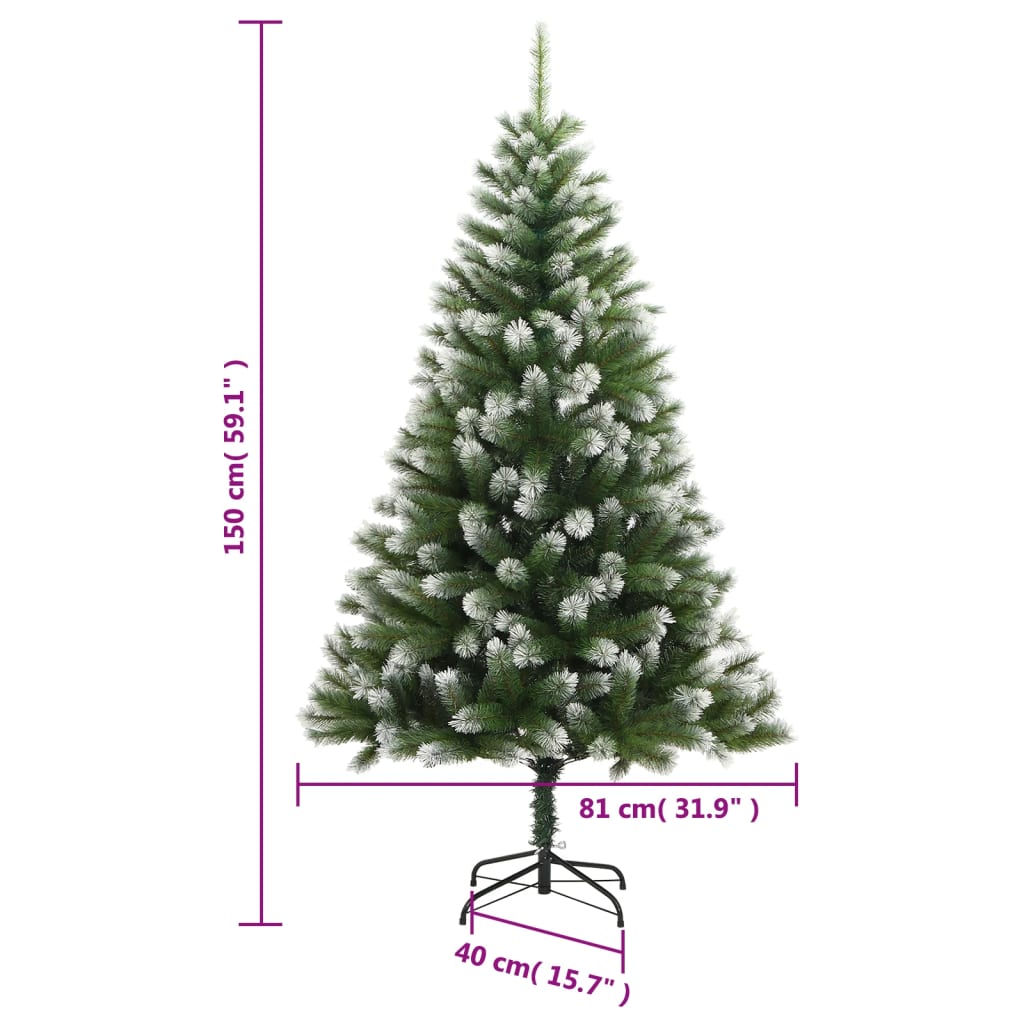 Albero Natale Artificiale Incernierato con Neve Fioccata 150 cm | homemem39