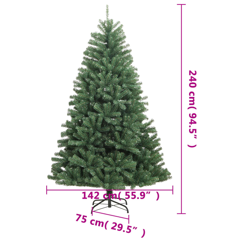 Albero di Natale Artificiale Incernierato con Base Verde 240 cm