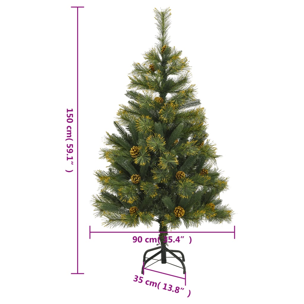 Albero di Natale Artificiale Incernierato con Pigne 150 cm | homemem39