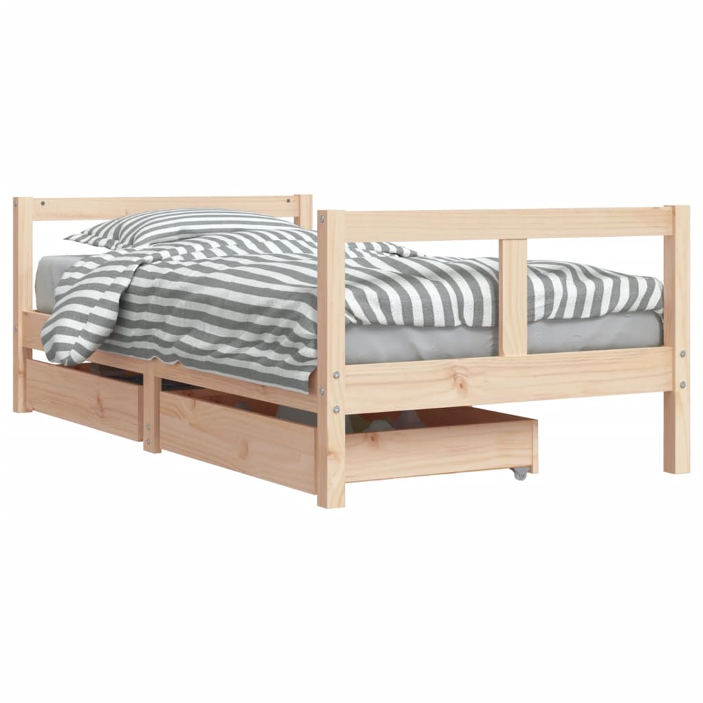 Giroletto per Bambini con Cassetti 80x160cm Legno Massello Pino - homemem39