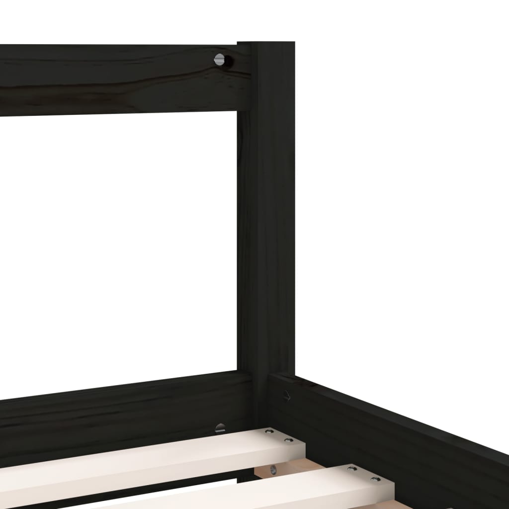 Giroletto per Bambini con Cassetti Nero 80x160 cm Massello Pino - homemem39