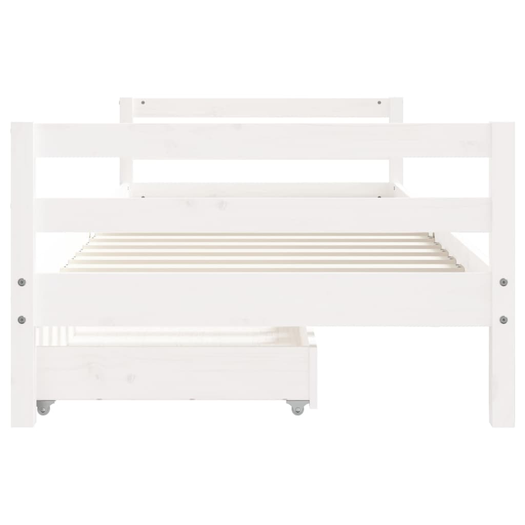 Giroletto Bambini con Cassetti Bianco 80x200cm Massello di Pino - homemem39