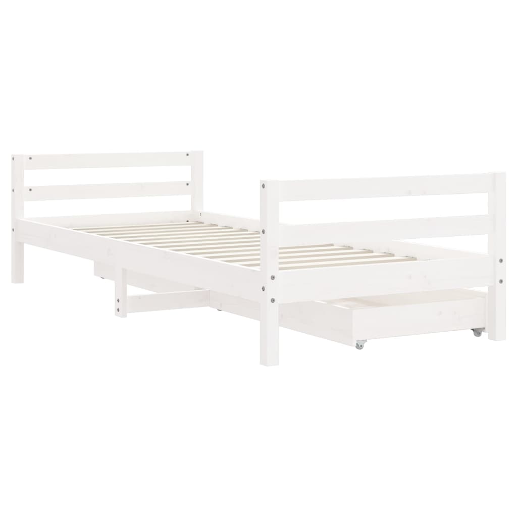Giroletto Bambini con Cassetti Bianco 80x200cm Massello di Pino - homemem39