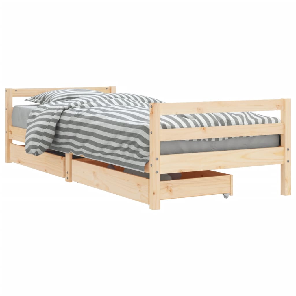 Giroletto Bambini con Cassetti 90x200 cm Legno Massello di Pino - homemem39