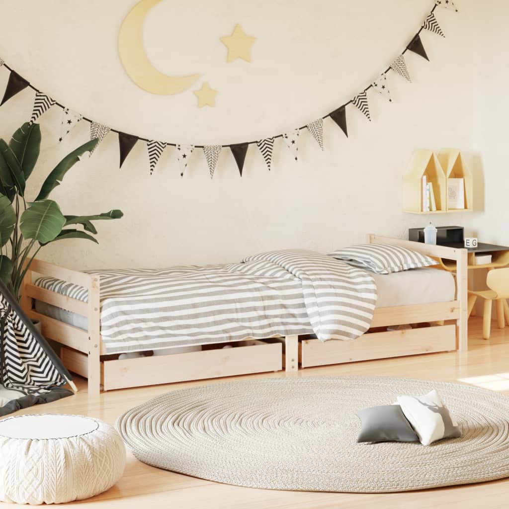 Giroletto Bambini con Cassetti 90x200 cm Legno Massello di Pino - homemem39