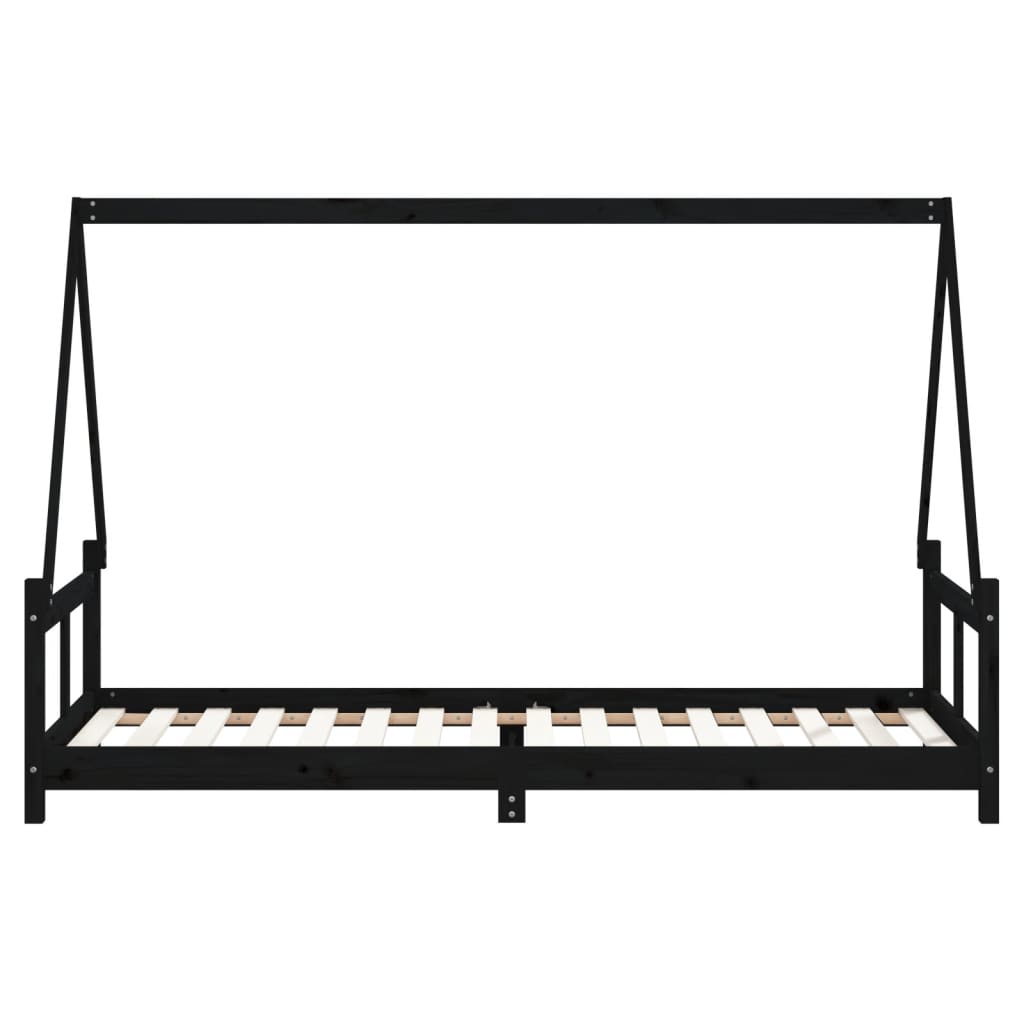 Giroletto per Bambini Nero 80x200 cm in Legno Massello di Pino - homemem39