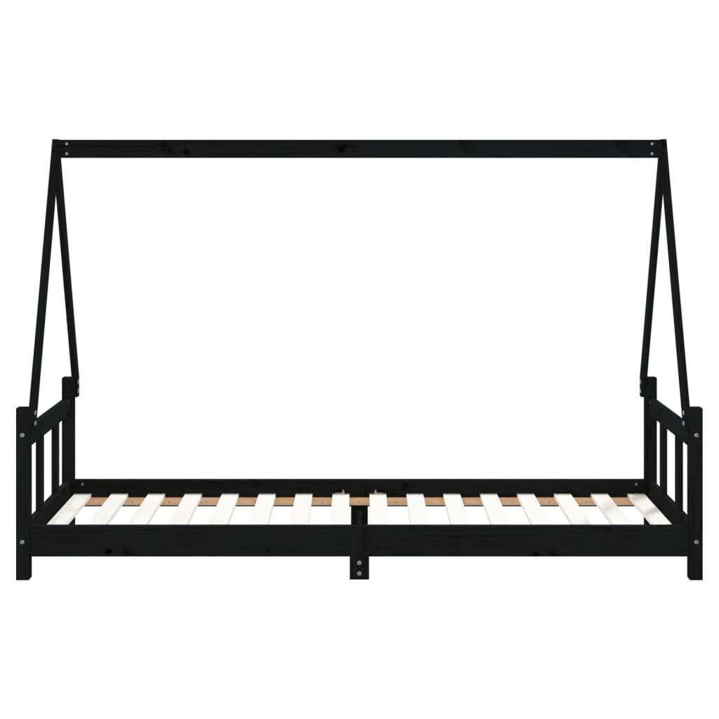 Giroletto per Bambini Nero 90x200 cm in Legno Massello di Pino - homemem39