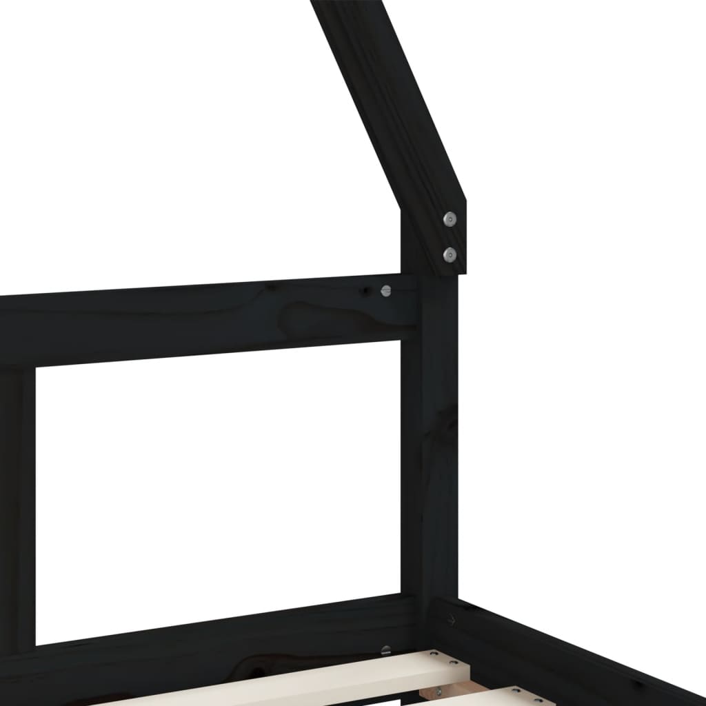 Giroletto per Bambini Nero 80x160 cm in Legno Massello di Pino - homemem39