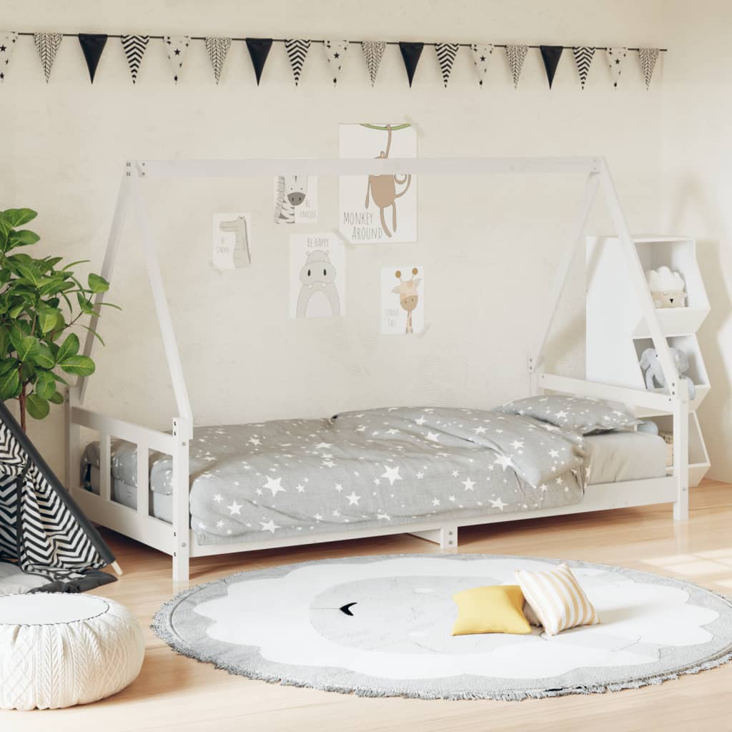 Giroletto per Bambini Bianco 90x190cm in Legno Massello di Pino - homemem39