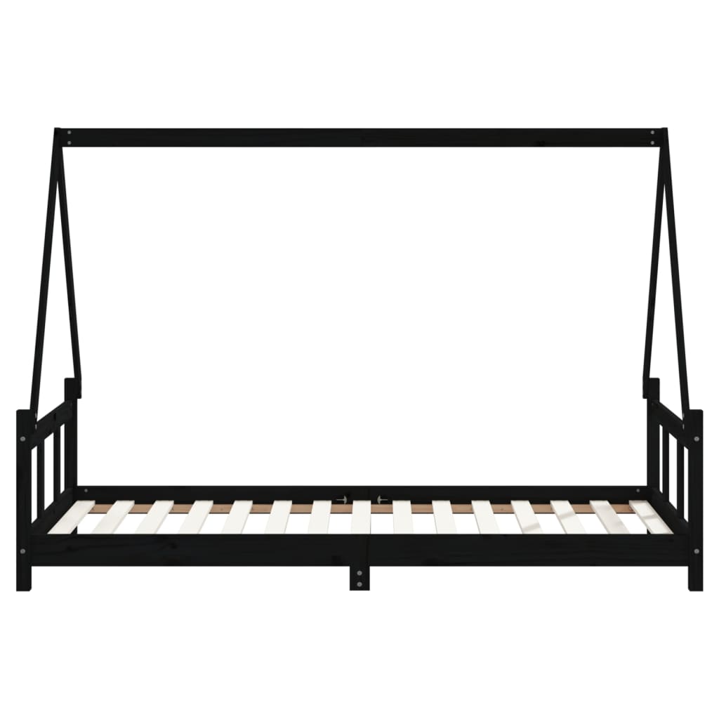 Giroletto per Bambini Nero 90x190 cm in Legno Massello di Pino - homemem39
