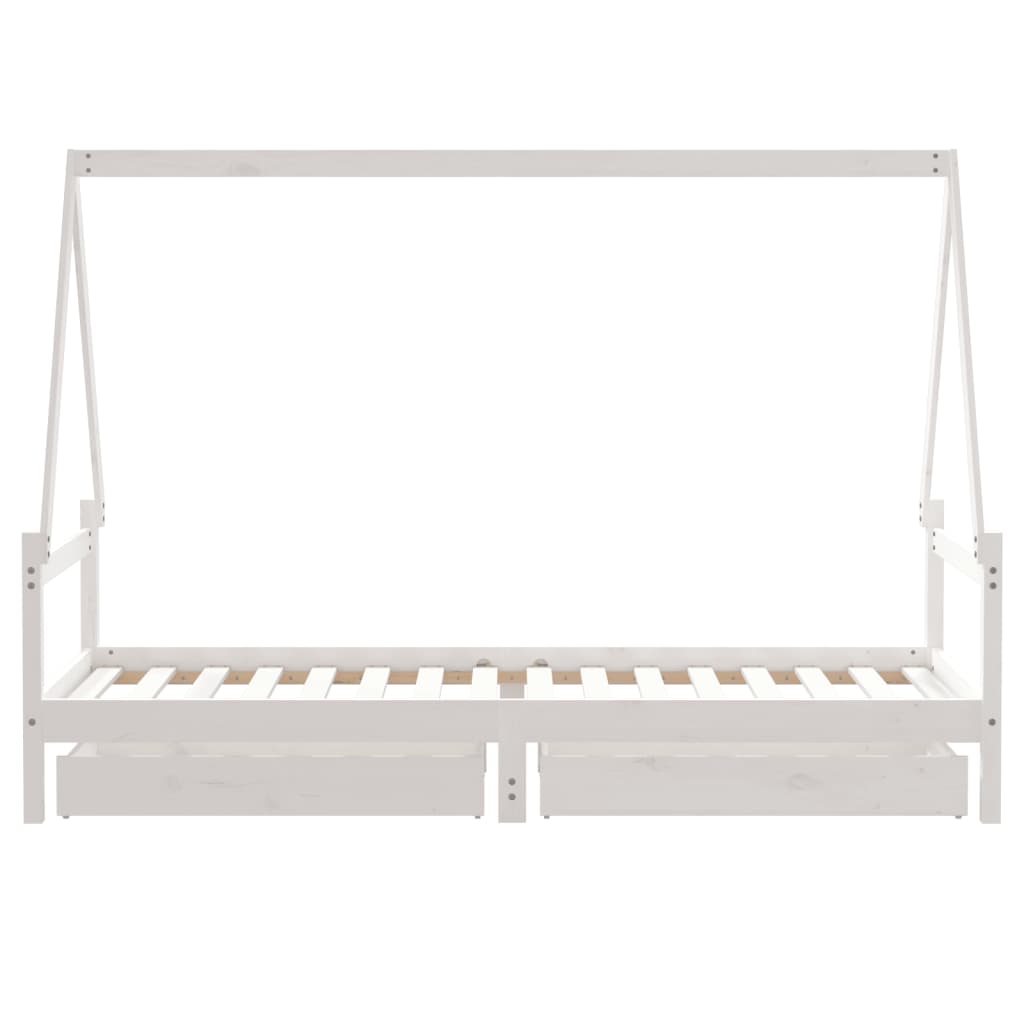 Giroletto Bambini con Cassetti Bianco 80x200cm Massello di Pino - homemem39