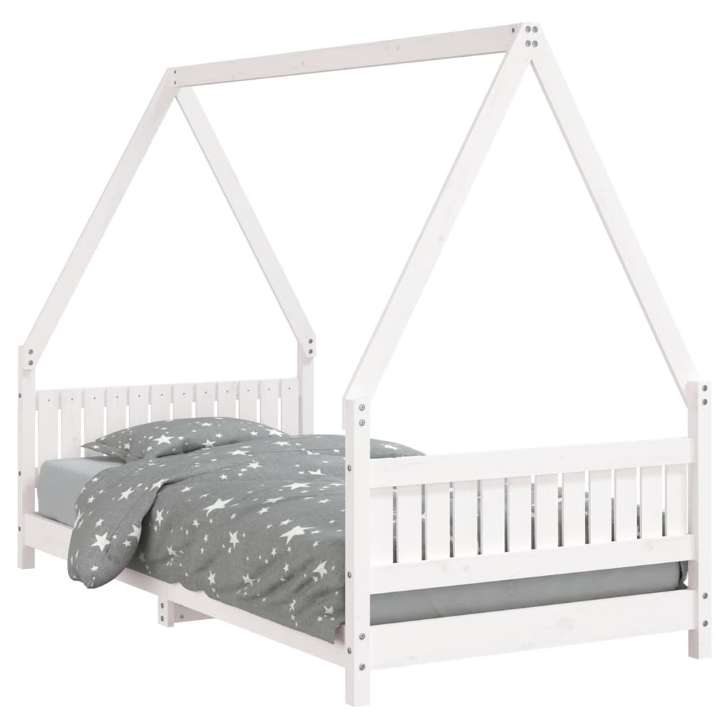 Giroletto per Bambini Bianco 90x190cm in Legno Massello di Pino - homemem39