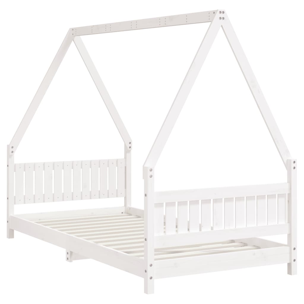Giroletto per Bambini Bianco 90x190cm in Legno Massello di Pino - homemem39