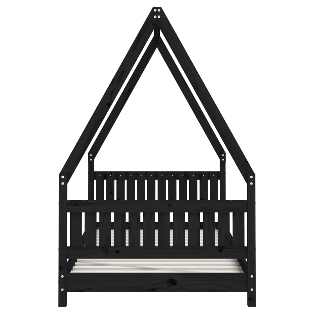 Giroletto per Bambini Nero 90x190 cm in Legno Massello di Pino - homemem39