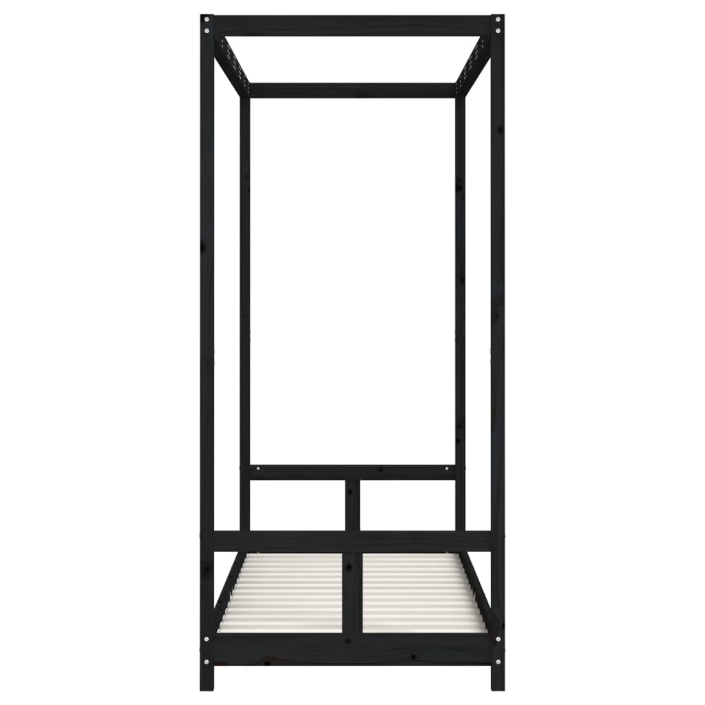 Giroletto per Bambini Nero 80x200 cm in Legno Massello di Pino - homemem39