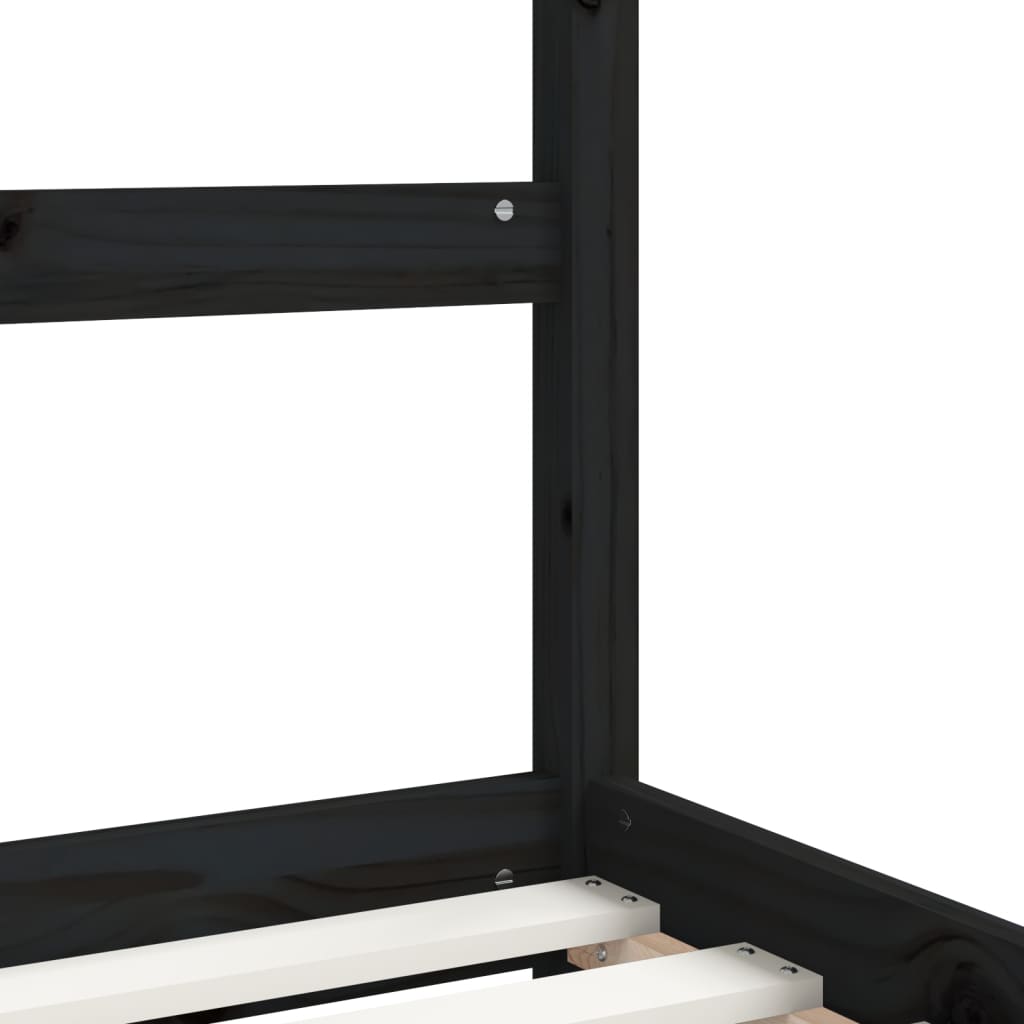 Giroletto per Bambini Nero 90x200 cm in Legno Massello di Pino - homemem39