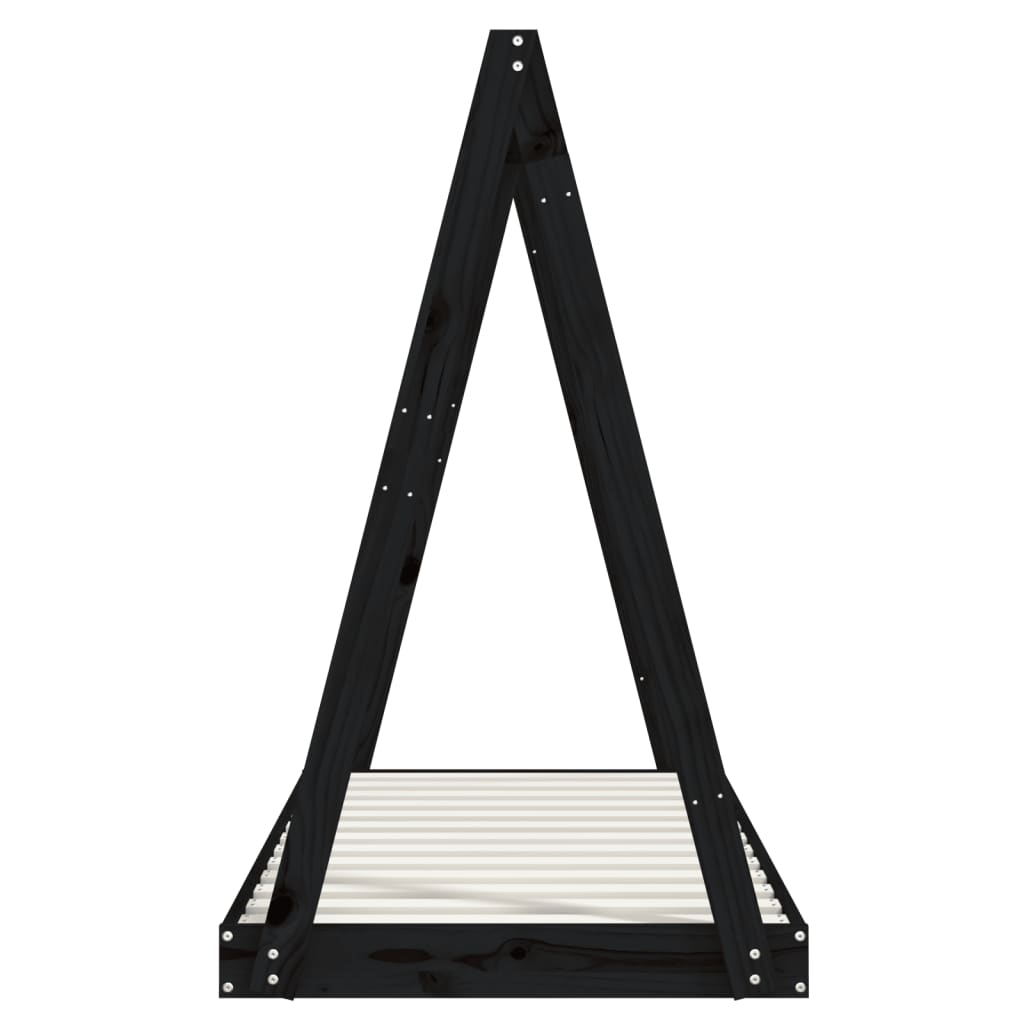 Giroletto per Bambini Nero 70x140 cm in Legno Massello di Pino - homemem39