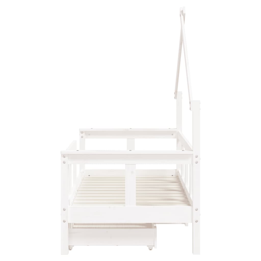 Giroletto Bambini con Cassetti Bianco 70x140cm Massello di Pino - homemem39
