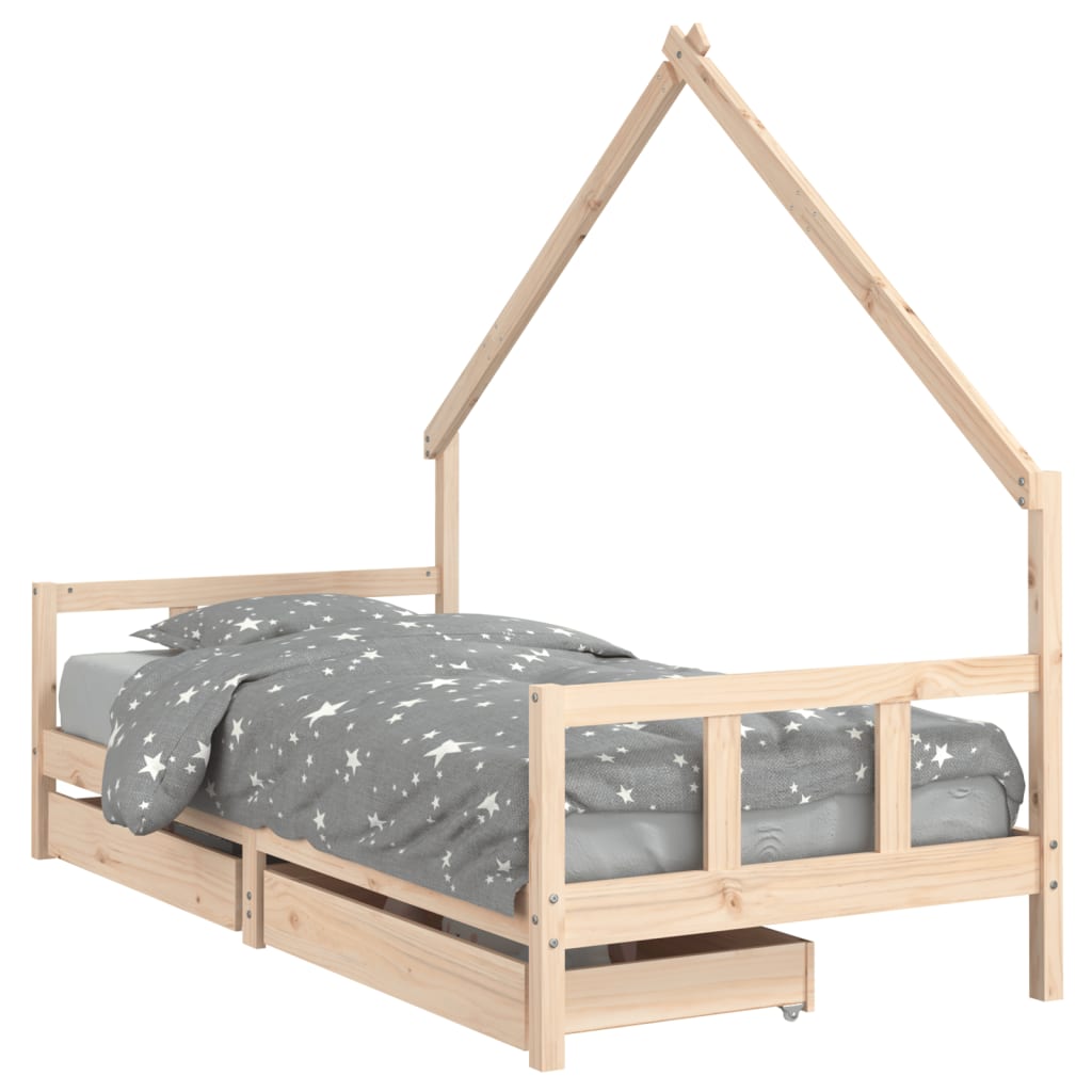 Giroletto per Bambini con Cassetti 90x190cm Legno Massello Pino - homemem39