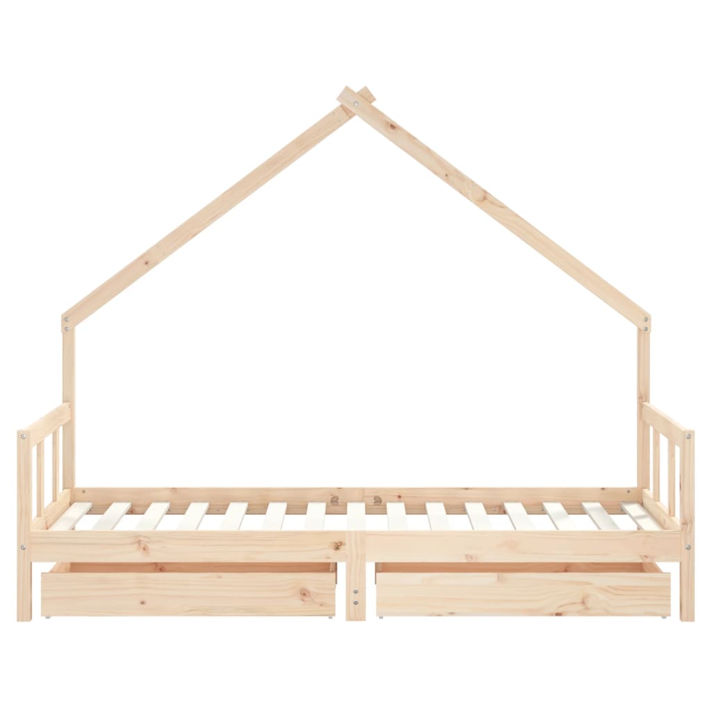 Giroletto per Bambini con Cassetti 90x190cm Legno Massello Pino - homemem39