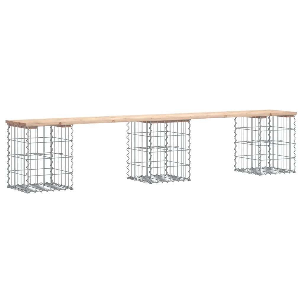 Panca Giardino Design Gabbione 203x31x42 cm Legno Massello Pino - homemem39