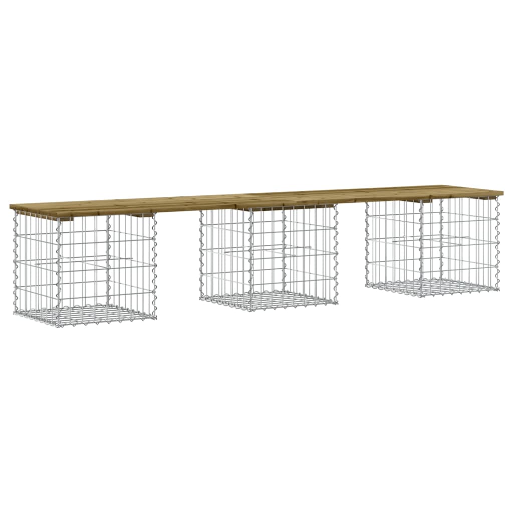 Panca da Giardino Design Gabbione 203x44x42 cm Pino Impregnato - homemem39