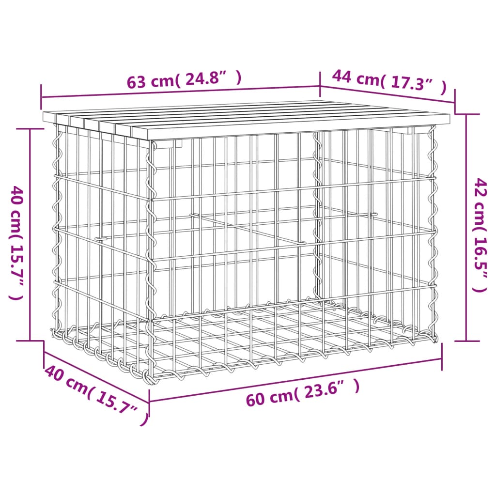 Panca da Giardino Design Gabbione 63x44x42 cm Massello Douglas | homemem39