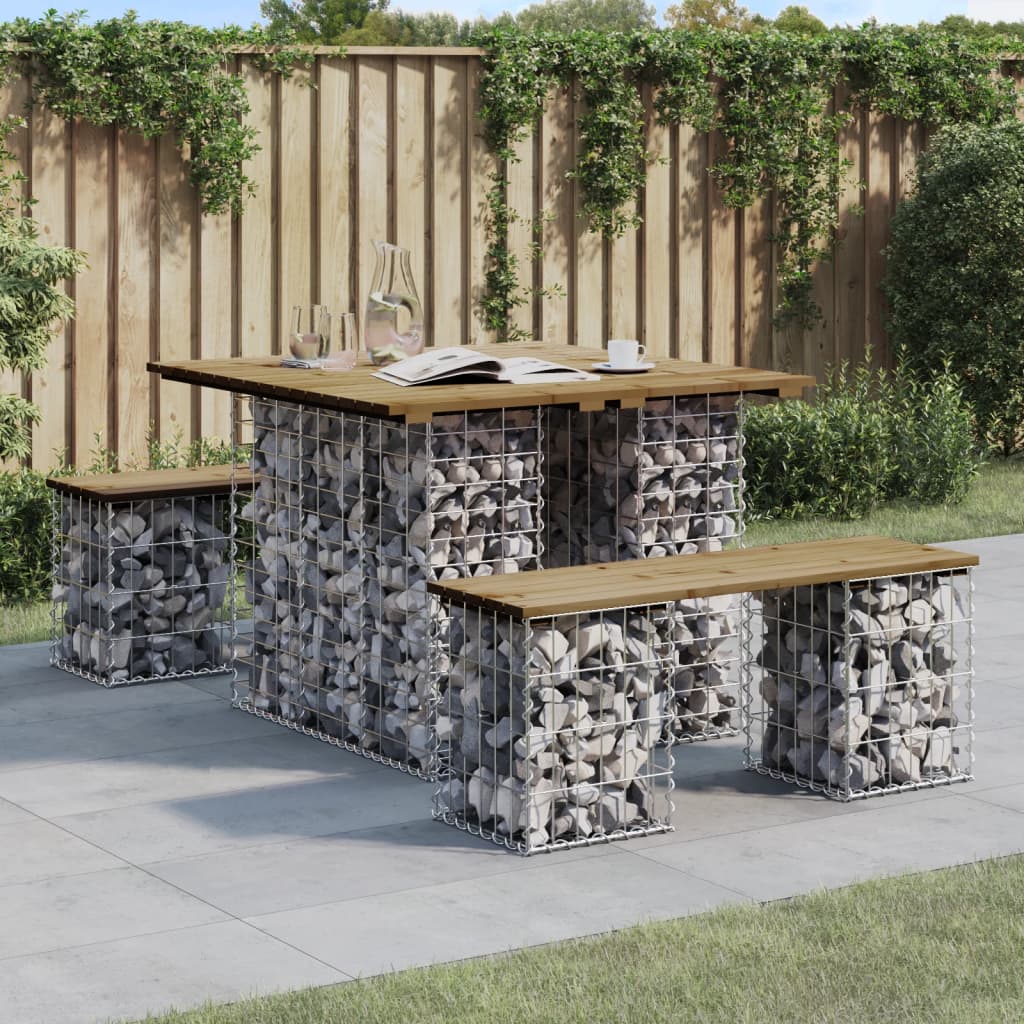 Gabion Design Garden Bench 100x102x72 cm Impregnated Pine