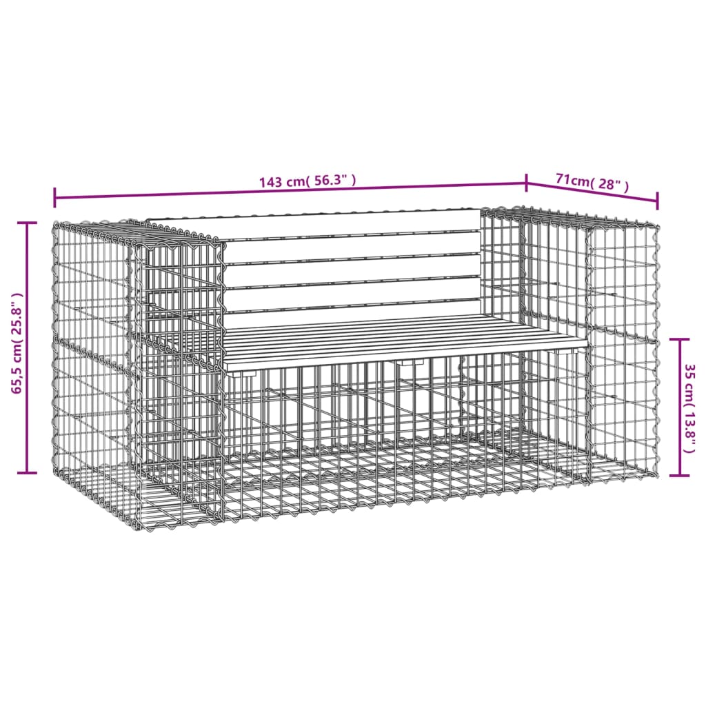 Panca da Giardino Design Gabbione 143x71x65,5cm Pino Impregnato | homemem39