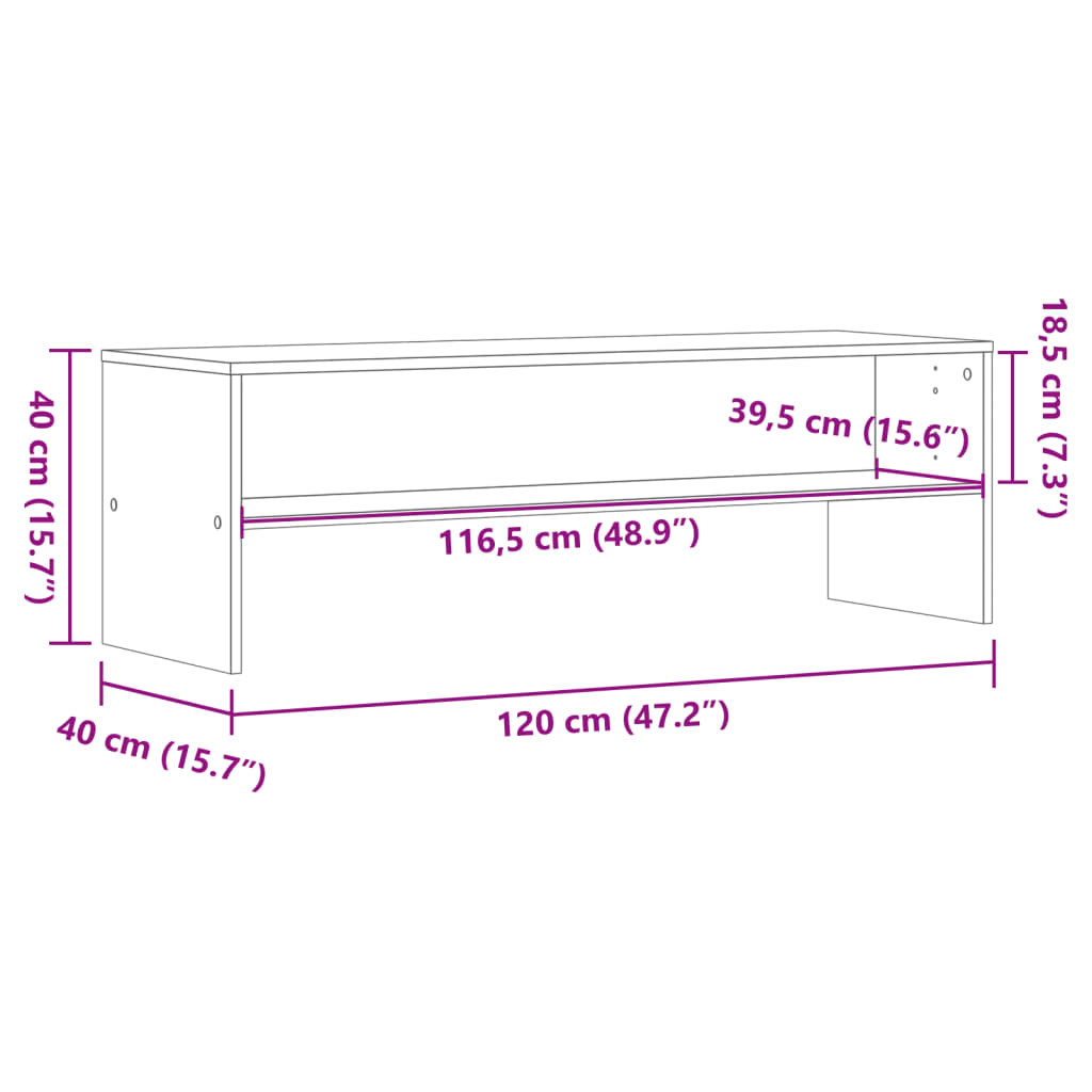Mobile TV Rovere Fumo 120x40x40 cm in Legno Multistrato - homemem39
