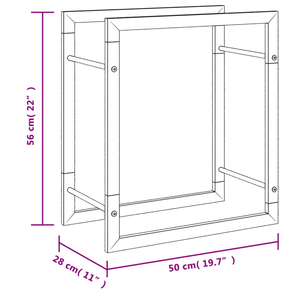 Portalegna 50x28x56 cm in Acciaio Inossidabile - homemem39
