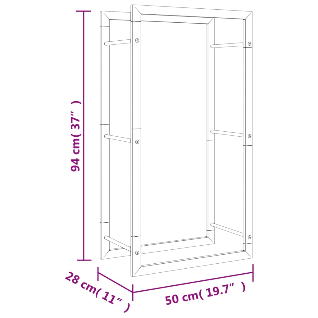 Portalegna 50x28x94 cm in Acciaio Inossidabile - homemem39