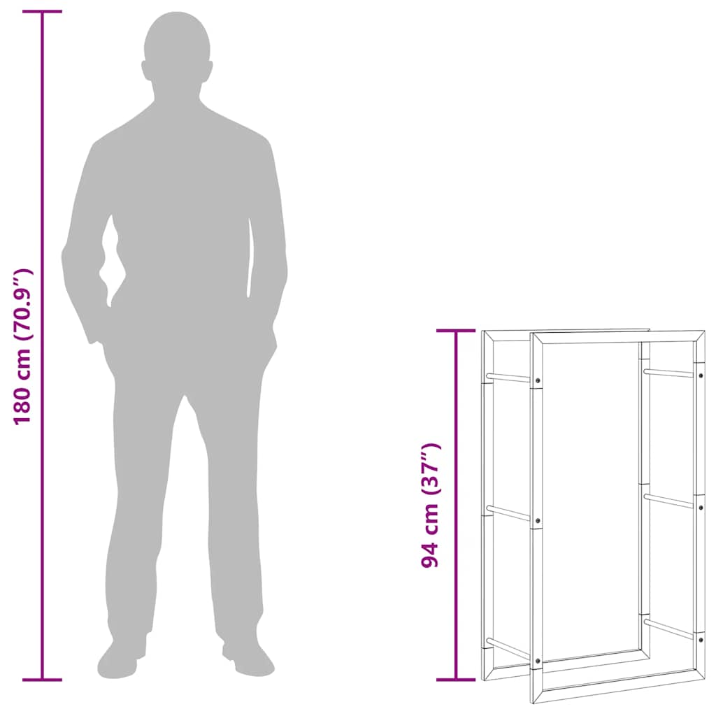 Wood holder 50x28x94 cm in Stainless Steel