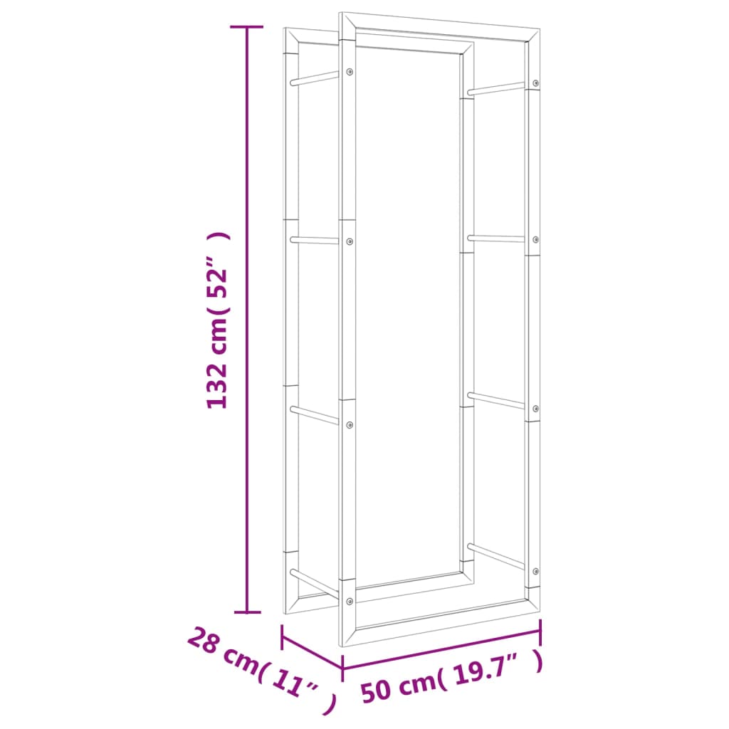 Portalegna 50x28x132 cm in Acciaio Inossidabile - homemem39