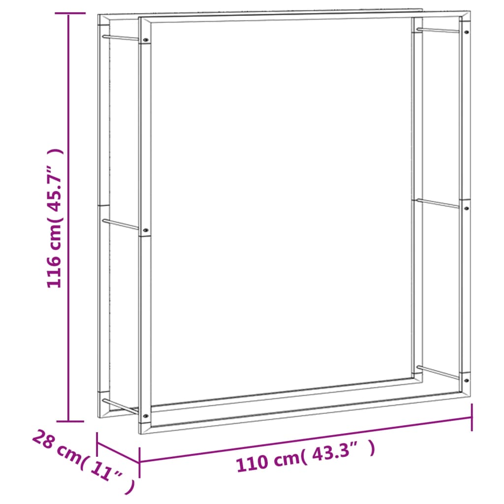Portalegna 110x28x116 cm in Acciaio Inossidabile - homemem39