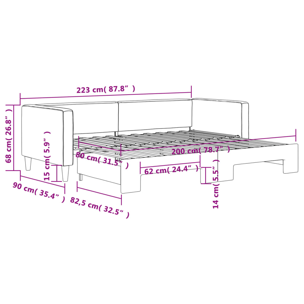 Divano Letto con Letto Estraibile Crema 80x200 cm Tessuto | homemem39