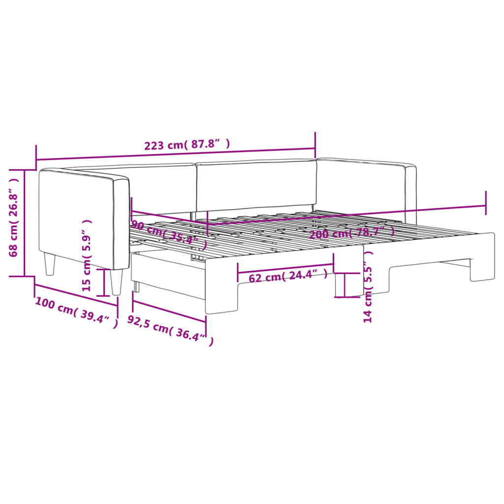 Divano Letto con Letto Estraibile Crema 90x200 cm in Tessuto | homemem39
