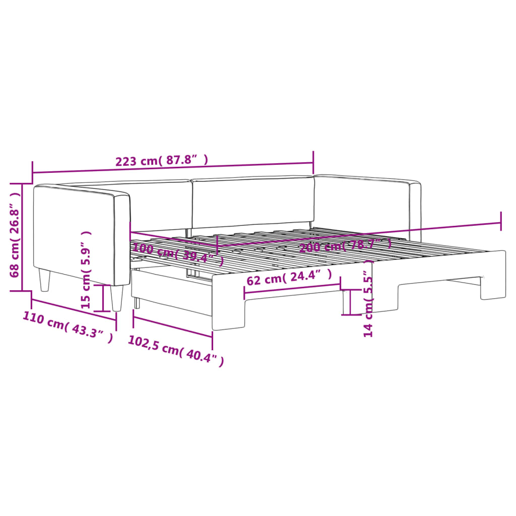 Divano Letto con Letto Estraibile Grigio Scuro 100x200 Tessuto | homemem39