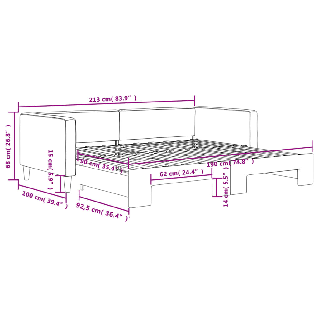 Divano Letto con Letto Estraibile Grigio Chiaro 90x190 Tessuto | homemem39
