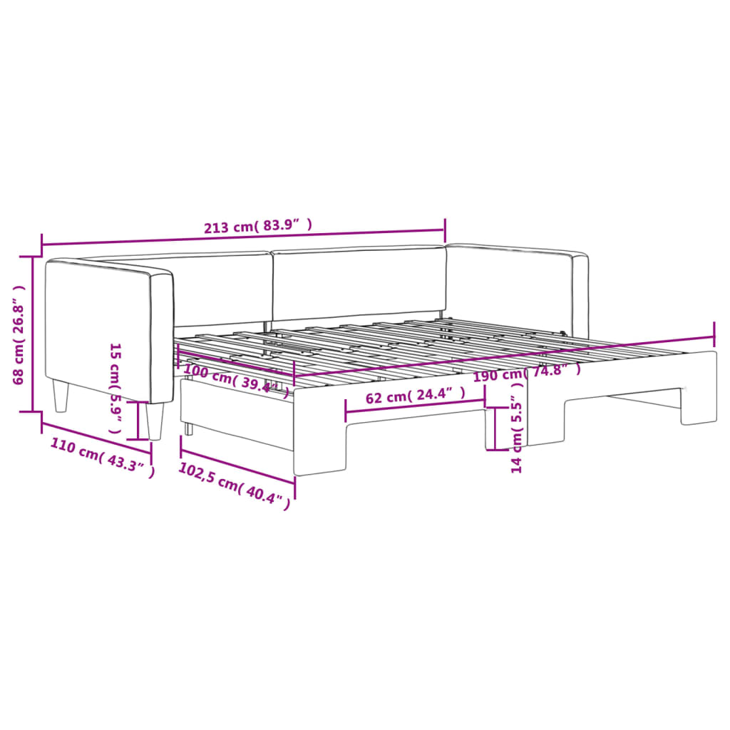 Divano Letto Letto Estraibile Grigio Scuro 100x190 cm Tessuto