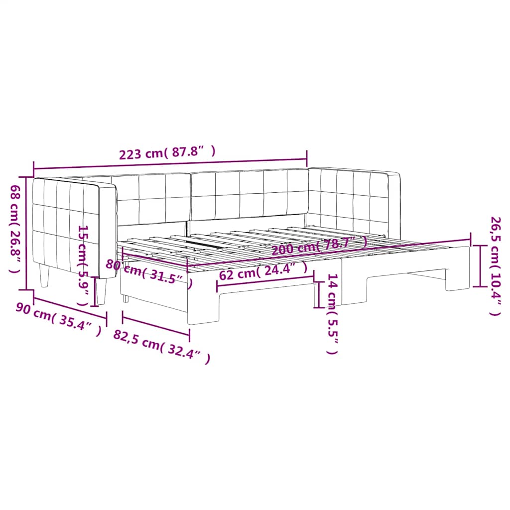 Divano Letto con Letto Estraibile Verde Scuro 80x200cm Velluto